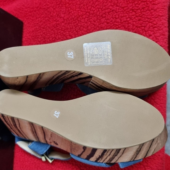 Miss sixty blue denim look suede Cork effect wedged sandals. Size 37 uk 4Bnib - Picture 4 of 4